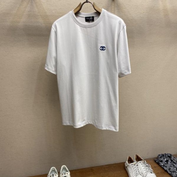 designer,replica,clothing,fake,1:1,lv,luxury,high quality CHANELCH small fragrant cement gray blue letters couple style round neck short sleeves
