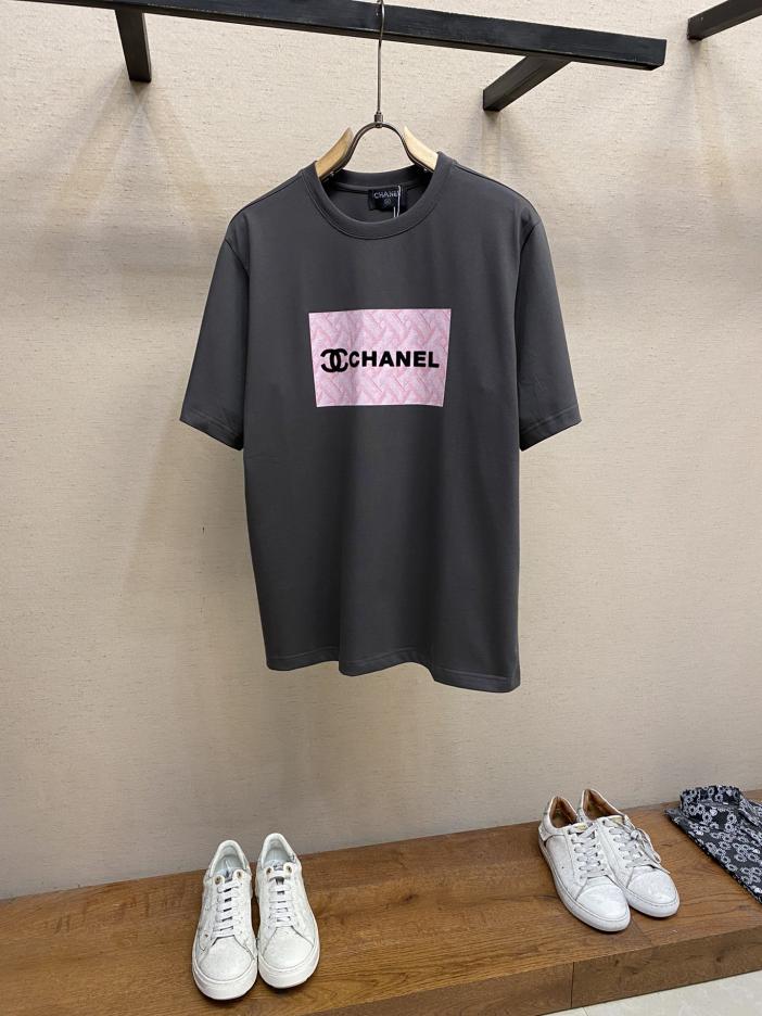 designer,replica,clothing,fake,1:1,lv,luxury,high quality CHANELCH small ash pink logo couple style versatile short-sleeved T-shirt designer,replica,clothing,fake,1:1,lv,luxury,high quality CHANELCH small ash pink logo couple style versatile short-sleeved T-shirt