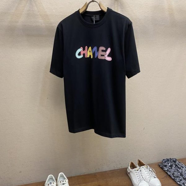 designer,replica,clothing,fake,1:1,lv,luxury,high quality CHANEL Xiaoxiang color offset cartoon printing couple style short sleeves