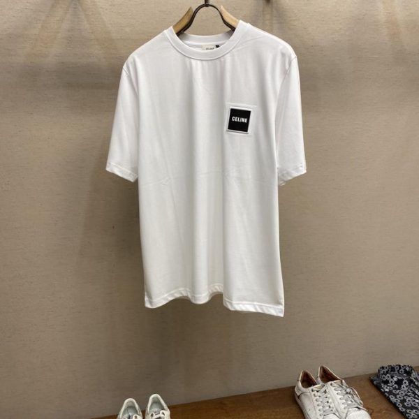 designer,replica,clothing,fake,1:1,lv,luxury,high quality CelineCE chest logo embossed short-sleeved T-shirt