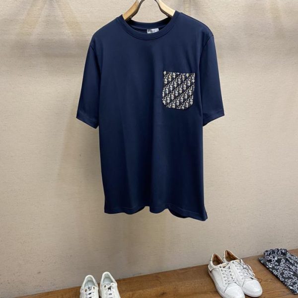 designer,replica,clothing,fake,1:1,lv,luxury,high quality Dior2024 spring and summer Dir Oblque pocket decoration splicing short-sleeved T-shirt