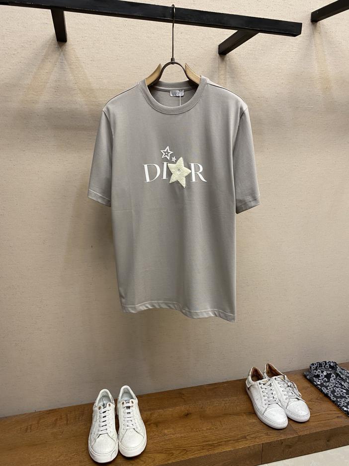 designer,replica,clothing,fake,1:1,lv,luxury,high quality Dior Xiaodi towel embroidered stars gray short sleeves designer,replica,clothing,fake,1:1,lv,luxury,high quality Dior Xiaodi towel embroidered stars gray short sleeves