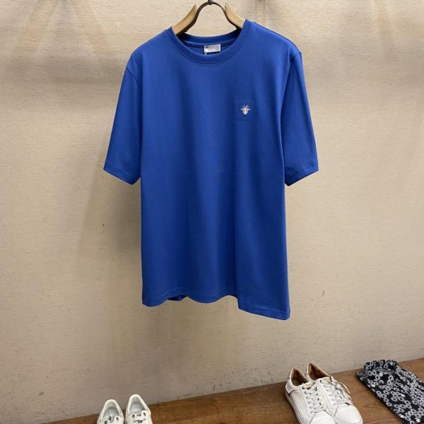 designer,replica,clothing,fake,1:1,lv,luxury,high quality Dior Xiaodi’s exquisite little bee embroidery pattern couple’s short-sleeved T-shirt