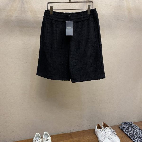 designer,replica,clothing,fake,1:1,lv,luxury,high quality Fendi24SS spring and summer new dark pattern light and thin flocked letter drawstring loose shorts