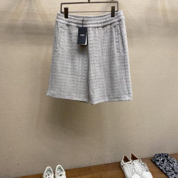 designer,replica,clothing,fake,1:1,lv,luxury,high quality Fendi24SS spring and summer new dark pattern light and thin flocked letter drawstring loose shorts