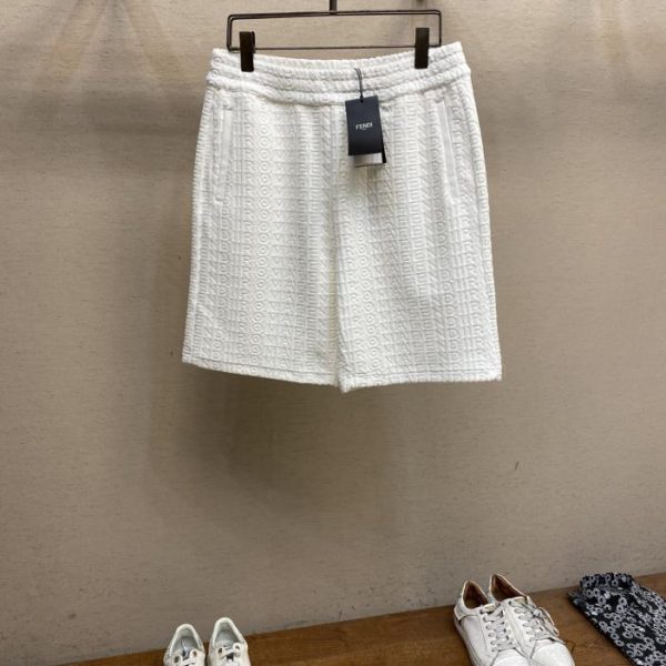 designer,replica,clothing,fake,1:1,lv,luxury,high quality Fendi24SS spring and summer new dark pattern light and thin flocked letter drawstring loose shorts