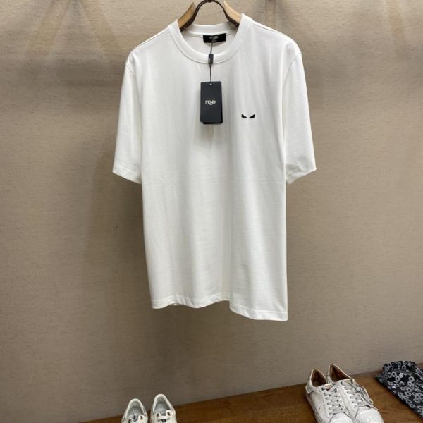 designer,replica,clothing,fake,1:1,lv,luxury,high quality Fendi little monster embroidered logo + cotton round neck short-sleeved T-shirt Unisex T-shirt