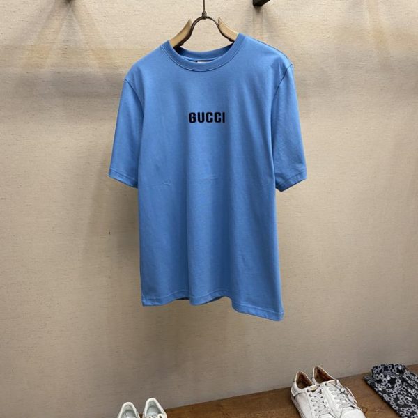 designer,replica,clothing,fake,1:1,lv,luxury,high quality GucciGU letters flocked back printed couple short-sleeved T-shirt