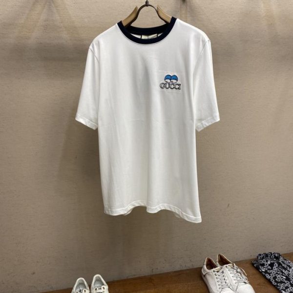designer,replica,clothing,fake,1:1,lv,luxury,high quality GucciGU eye embroidery Hattie Stewart creative logo short-sleeved T-shirt