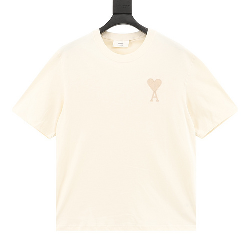 designer,replica,clothing,fake,1:1,lv,luxury,high quality Ami big heart letter embroidered short sleeves (1A55)