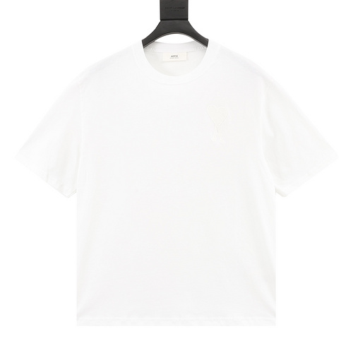 designer,replica,clothing,fake,1:1,lv,luxury,high quality Ami big heart letter embroidered short sleeves (91B7)