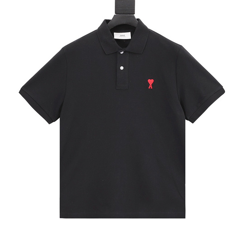 designer,replica,clothing,fake,1:1,lv,luxury,high quality Ami Classic Embroidered Heart Polo Short Sleeve (787A)