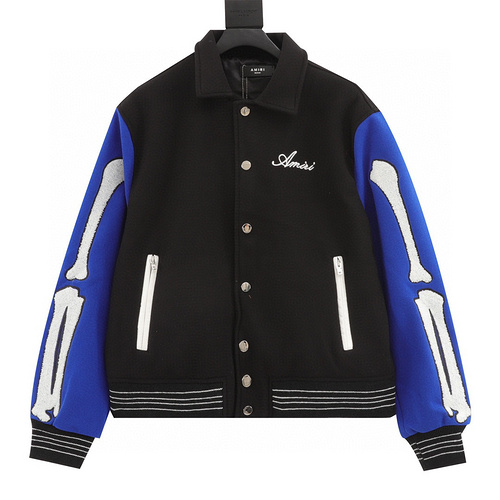 designer,replica,clothing,fake,1:1,lv,luxury,high quality Amiri 23FW bone embroidered baseball jacket (B08E)