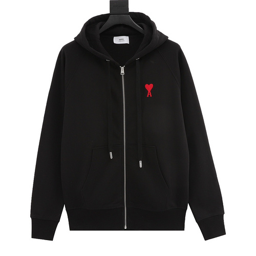 designer,replica,clothing,fake,1:1,lv,luxury,high quality Ami∕Love classic love logo embroidered zipper jacket (7B8F)