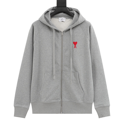 designer,replica,clothing,fake,1:1,lv,luxury,high quality Ami∕Love classic love logo embroidered zipper jacket (FDA3)