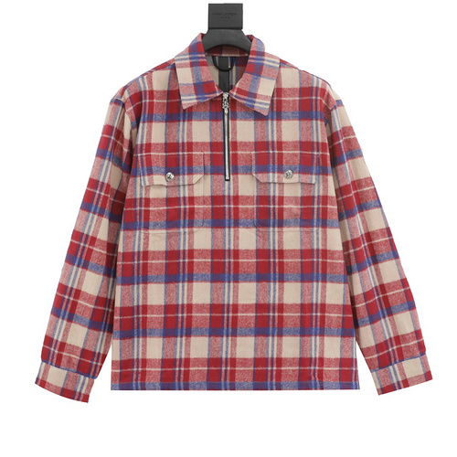 designer,replica,clothing,fake,1:1,lv,luxury,high quality Chrome Hearts 22 new flannel plaid long-sleeved shirt (7CF1)
