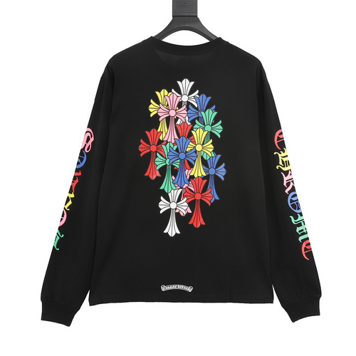 designer,replica,clothing,fake,1:1,lv,luxury,high quality Chrome Hearts Rainbow Cross Long Sleeve T-shirt (AE96)