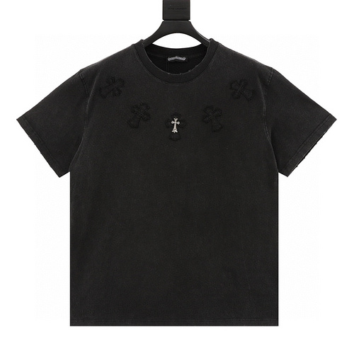 designer,replica,clothing,fake,1:1,lv,luxury,high quality Chrome Hearts washed cross patch short sleeves (E4A7)
