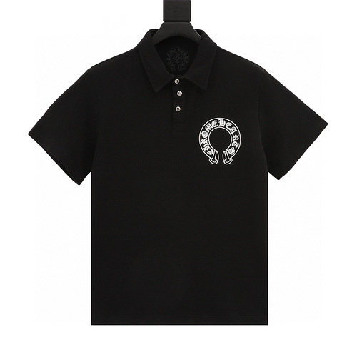 designer,replica,clothing,fake,1:1,lv,luxury,high quality Chrome Hearts horseshoe print short-sleeved POLO shirt (B2B9)