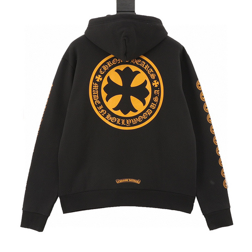 designer,replica,clothing,fake,1:1,lv,luxury,high quality Chrome Hearts Yellow Gold Coin Sanskrit Printed Hooded Sweatshirt (9311)