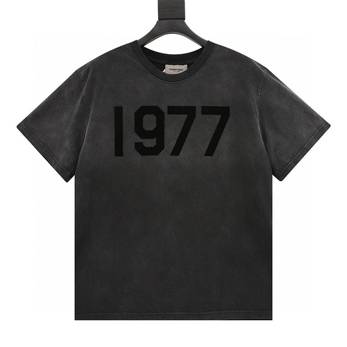 designer,replica,clothing,fake,1:1,lv,luxury,high quality FOG FEAR OF GOD Season 8 Double Line Washed 1977 flocked letter print round neck short-sleeved T-shirt (60A4)