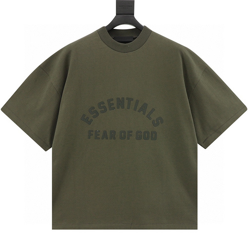 designer,replica,clothing,fake,1:1,lv,luxury,high quality Fear of God FOG essential multi-line heavy curved letter short-sleeved T-shirt ink black (952B)