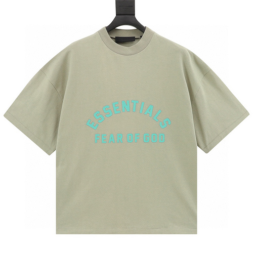 designer,replica,clothing,fake,1:1,lv,luxury,high quality Fear of God FOG essential multi-line heavy curved letter short-sleeved T-shirt seal gray (9464)