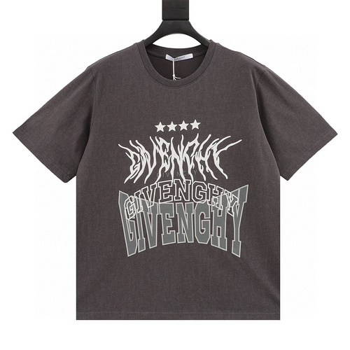 designer,replica,clothing,fake,1:1,lv,luxury,high quality Givenchy five-pointed star element dark gray couple style short sleeves (9BBE)