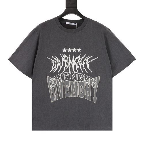 designer,replica,clothing,fake,1:1,lv,luxury,high quality Givenchy five-pointed star element dark gray couple style short sleeves (D418)