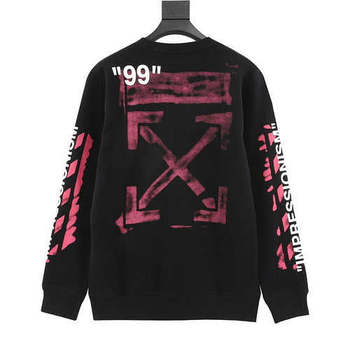 designer,replica,clothing,fake,1:1,lv,luxury,high quality OFF WHITE C∕O VIRGIL pink painted arrow round neck sweatshirt on the back (BD37)