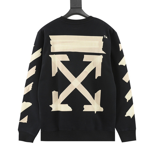 designer,replica,clothing,fake,1:1,lv,luxury,high quality OFF WHITE C∕O VIRGIL Tape Printed Round Neck Sweatshirt (B96A)