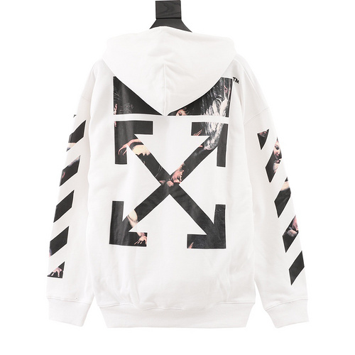 designer,replica,clothing,fake,1:1,lv,luxury,high quality OFF WHITE C∕O VIRGIL Back Angel Religious Print Long Sleeve Hooded Sweatshirt (D7CD)