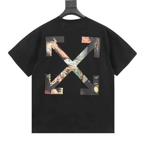designer,replica,clothing,fake,1:1,lv,luxury,high quality OFF WHITE C∕O VIRGIL religious oil painting arrow print short-sleeved T-shirt (28AE)