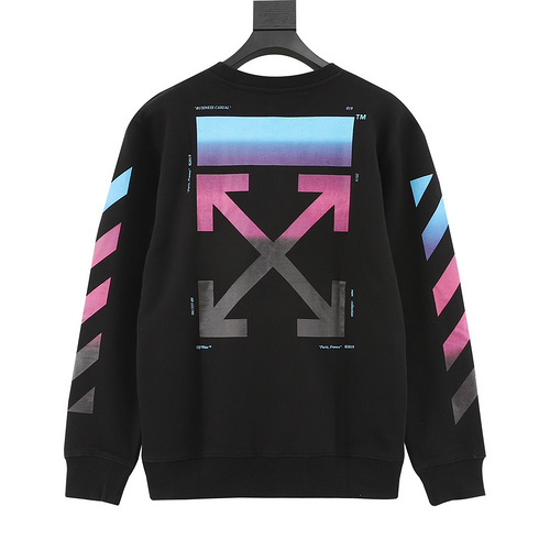 designer,replica,clothing,fake,1:1,lv,luxury,high quality OFF WHITE C∕O VIRGIL rainbow gradient arrow round neck sweatshirt (FA3C)