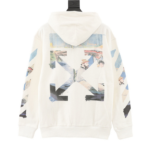 designer,replica,clothing,fake,1:1,lv,luxury,high quality OFF WHITE C∕O VIRGIL Monet oil painting zipper hooded jacket (B048)
