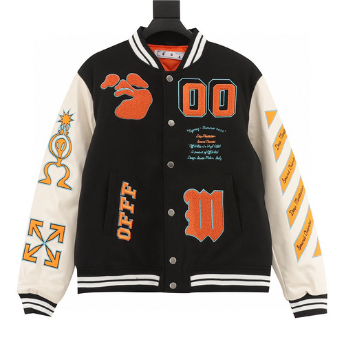 designer,replica,clothing,fake,1:1,lv,luxury,high quality OFF WHITE C∕O VIRGIL heavy new multi-element logo wool stitching cotton jacket (08E4)