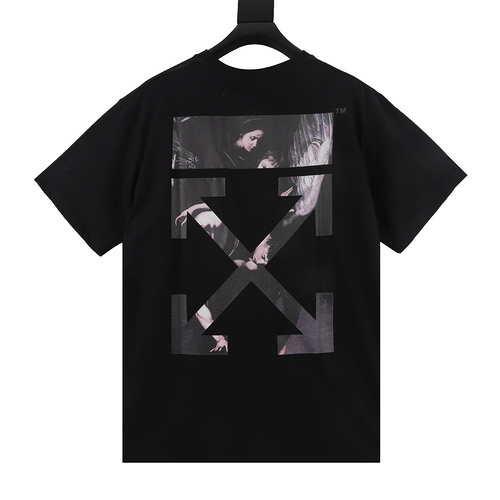 designer,replica,clothing,fake,1:1,lv,luxury,high quality OFF-WHITE Angel Oil Painting Short Sleeves (E80E)