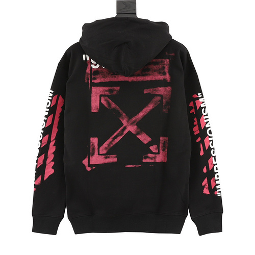 designer,replica,clothing,fake,1:1,lv,luxury,high quality OFF-WHITE back pink painted arrow hooded sweatshirt (222C)