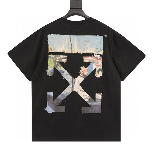designer,replica,clothing,fake,1:1,lv,luxury,high quality OFF-WHITE Monet oil painting printed short sleeves (6C1D)
