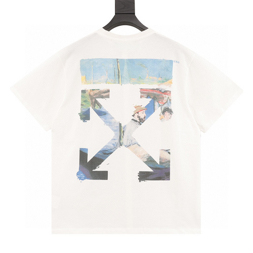 designer,replica,clothing,fake,1:1,lv,luxury,high quality OFF-WHITE Monet oil painting printed short sleeves (E586)