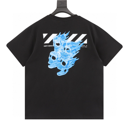 designer,replica,clothing,fake,1:1,lv,luxury,high quality OFFWHITEC∕OVIRGIL blue will-o’-the-wisp skull print short-sleeve (A01F)