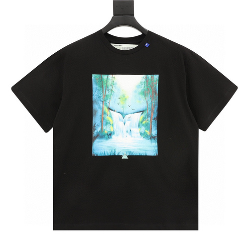 designer,replica,clothing,fake,1:1,lv,luxury,high quality Off White waterfall print short sleeves (9F8C)