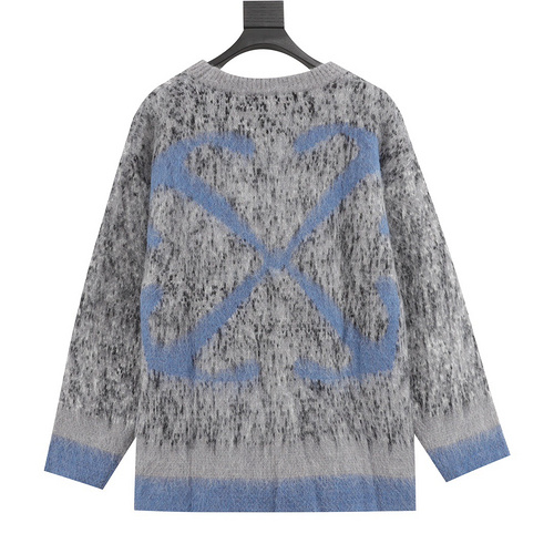 designer,replica,clothing,fake,1:1,lv,luxury,high quality off white 23Fw gradient jacquard logo mohair crew neck sweater (71B4)