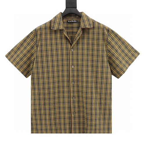 designer,replica,clothing,fake,1:1,lv,luxury,high quality Acne Studios yarn-dyed plaid short-sleeved shirt(7274)