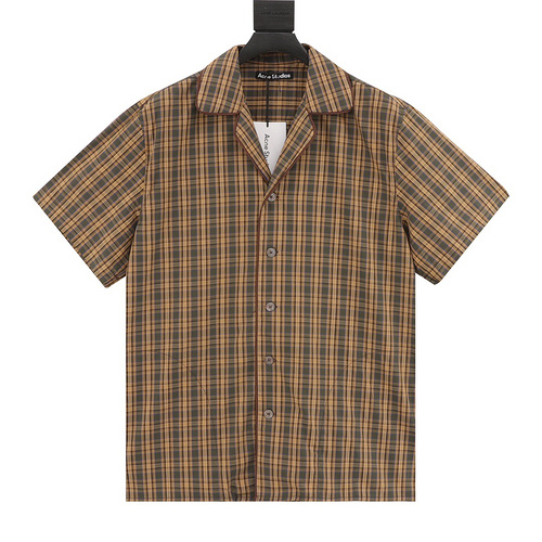 designer,replica,clothing,fake,1:1,lv,luxury,high quality Acne Studios 24SS yarn-dyed plaid short-sleeved shirt (17CC)