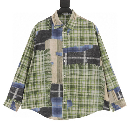designer,replica,clothing,fake,1:1,lv,luxury,high quality Acne studios patchwork plaid shirt (5C58)