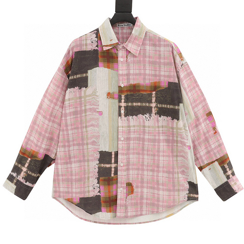 designer,replica,clothing,fake,1:1,lv,luxury,high quality Acne studios patchwork plaid shirt (F39D)