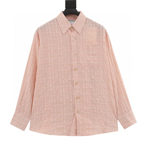 designer,replica,clothing,fake,1:1,lv,luxury,high quality Our Legacy low saturated pink pleated seersucker shirt (9B2A)