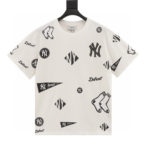 designer,replica,clothing,fake,1:1,lv,luxury,high quality MLB full logo printed round neck short sleeves (6754)