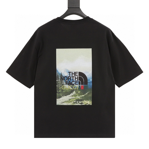 designer,replica,clothing,fake,1:1,lv,luxury,high quality Gucci & The North Face Gucci joint new landscape large logo series printed short sleeves (2FD7)